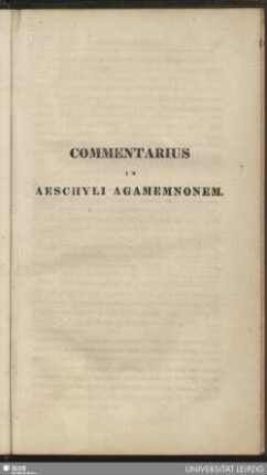 Commentarius in Aeschyli Agamemnonem