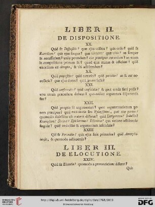 Liber II: De Dispositione
