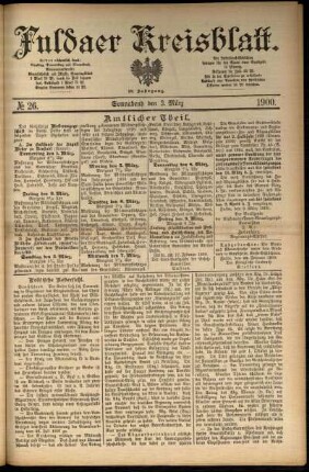 Erste Ausgabe vom Samstag, den 03. März 1900.