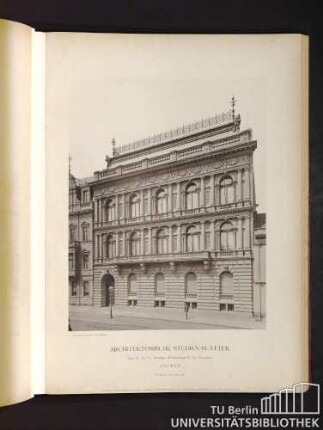 Architektonische Studienblätter. Serie III, No. 90. Wohnhaus Wilhelm-Strasse No. 30 (Cassalette). Aachen.
