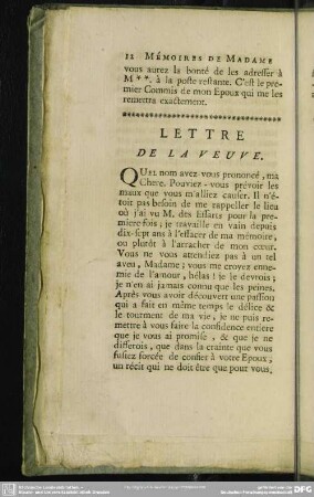 Lettre De La Veuve