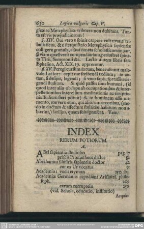 Index Rerum Potiorum