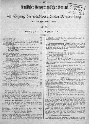 No. 30, 26. Oktober 1905