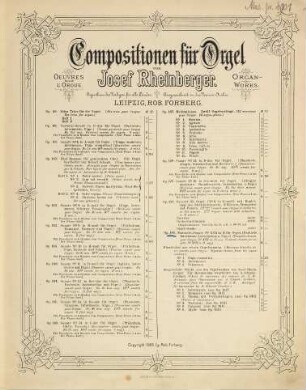 Fantasie-Sonate No. XVII in H für Orgel : (Fantasie, Intermezzo, Introduction u. Fuge) ; Op. 181 = Fantaisie-sonate pour l'orgue No. XVII en si maj