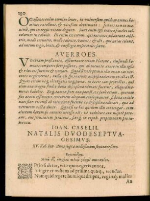 Ioan. Caselii. Natalis Duodeseptuagesimus.