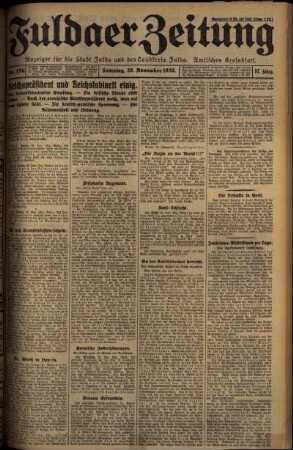 Ausgabe vom Samstag, den 29. November 1930.