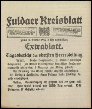 Ausgabe vom Montag, den 11. Oktober 1915.