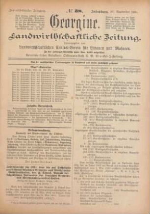 Zweiundsechzigster Jahrgang. No. 38. Insterburg, 20. September 1894.