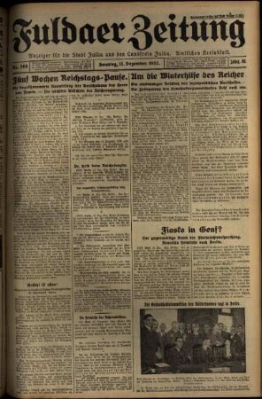 Erste Ausgabe vom Sonntag, den 11. Dezember 1932.