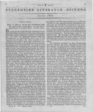 Nitzsch, K. I.: System der Christlichen Lehre. Für academische Vorlesungen. Bonn: Marcus [1829]
