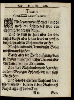 Textus Genes. XXXV. a vers. 16. usque 22.