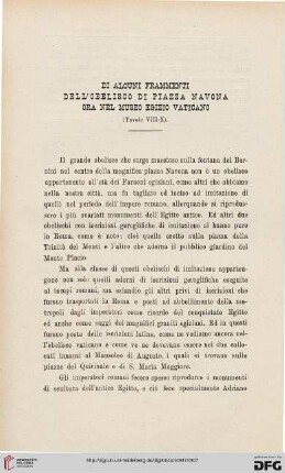 45.1917: Di alcuni frammenti dell' obelisco di piazza Navona ora nel museo egizio vaticano