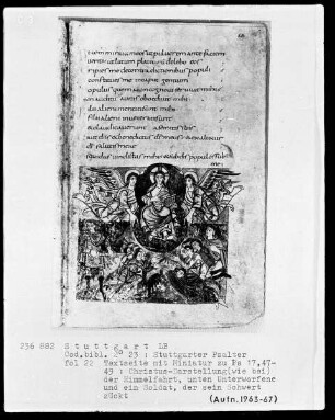 Der Stuttgarter Bibelpsalter — Christi Himmelfahrt, Folio 22recto