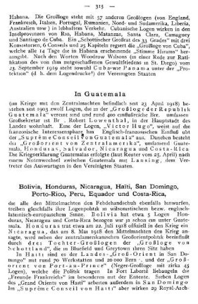 Bolivia, Honduras, Nicaragua, Haïti, San Domingo, Porto-Rico, Peru, Equador und Costa-Rica, [...]