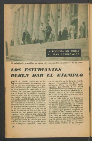 Los estudiantes deben dar el ejemplo : La repuesta del pueblo al Plan Económico
