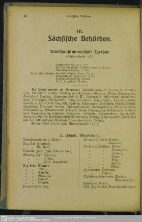III. Behördenverzeichnis : III. Sächsische Behörden