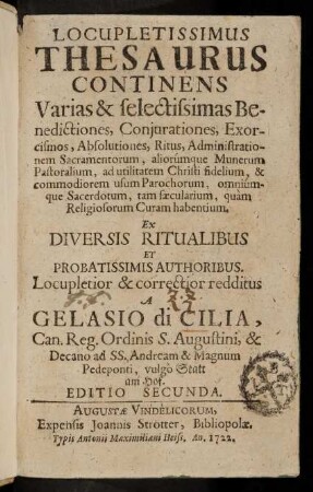 1-1, Locupletissimus Thesaurus Continens Varias & selectissimas ...