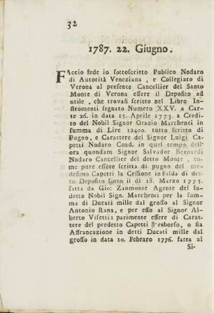 1787. 22. Giugno.