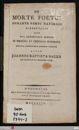 De morte foetus durante partu naturali : dissertatio