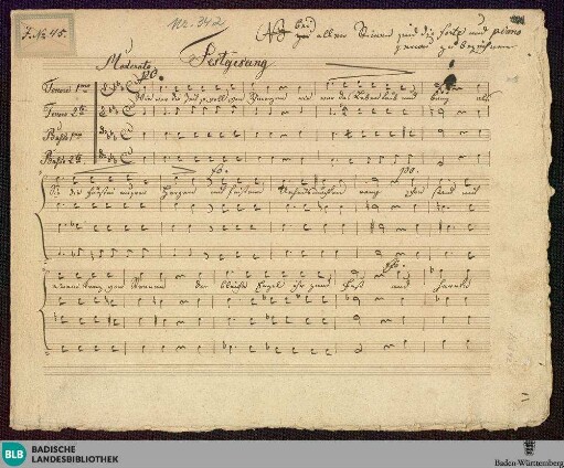 Festgesang - JWK Mus.Ms. 342 : Coro maschile, winds; E|b; StrK WoO 7.05