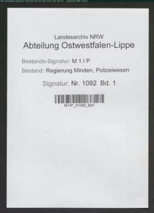 Polizeiliche Behandlung der Ausländer, Band 1
