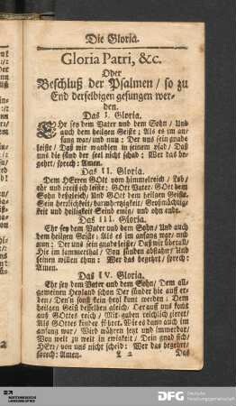 Gloria Patri, &c. Oder Beschluß der Psalmen / so zu End derselbigen gesungen werden.