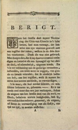 Verklaring Der Unie Van Utrecht, 4. Register Op De Verklaring Der Unie Van Utrecht, Waarbij Gevoegd is een Berigd Omtrent Eenige Plaatsen, Indezelve Voorkomende