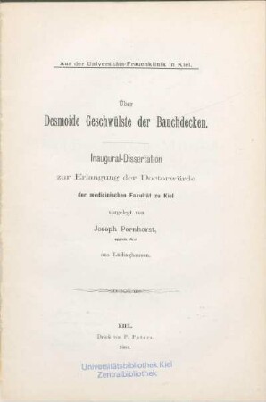 Über Desmoide Geschwülste der Bauchdecken
