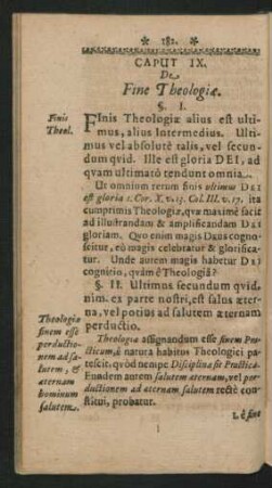 Caput IX. De Fine Theologiae.
