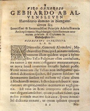 Nicolai Machiavelli Princeps Aliaque Nonnulla : ex Italico Latine nunc demum partim versa, partim infinitis locis sensus melioris ergo castigata