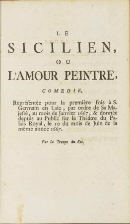 Le Sicilien, Ou L'Amour Peintre.