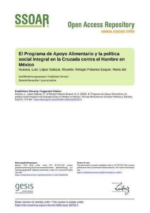 El Programa de Apoyo Alimentario y la política social integral en la Cruzada contra el Hambre en México