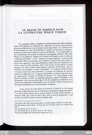 Le Drame De Kerbelā Dans La Littérature Épique Turque