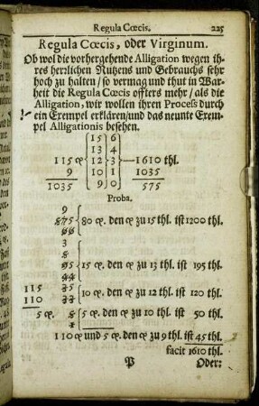 Regula Cœcis, oder Virginum.