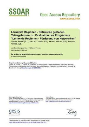 Lernende Regionen - Netzwerke gestalten: Teilergebnisse zur Evaluation des Programms "Lernende Regionen - Förderung von Netzwerken"