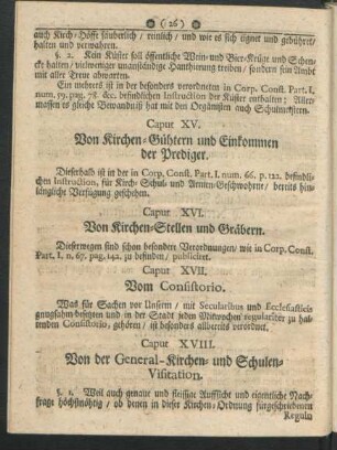 Caput XV. Von Kirchen-Gühtern und Einkommen der Prediger.