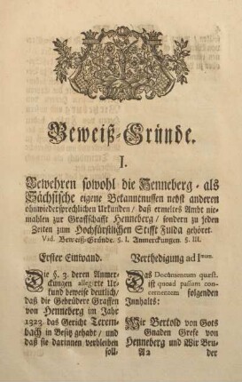 Beweiß-Gründe.