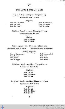 VII. Diplom-Prüfungen