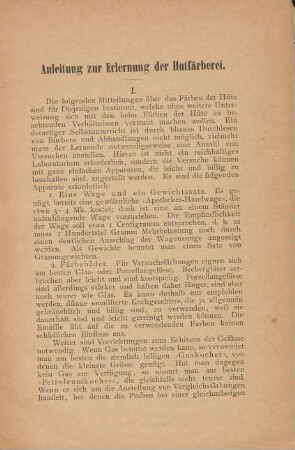 Anleitung zur Erlernung der Hutfärberei