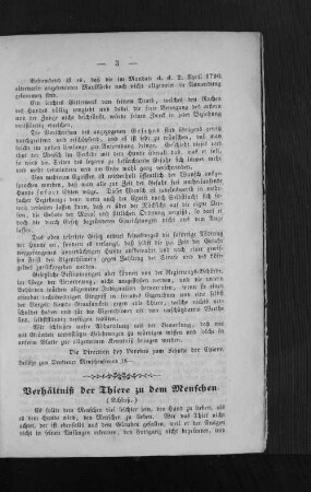 Verhältniß der Thiere zu dem Menschen.