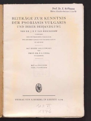 Beiträge zur Kenntnis der Psoriasis vulgaris und ihrer Behandlung