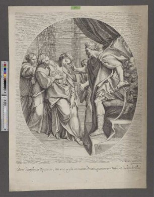 [Esther fällt vor Xerxes in Ohnmacht]