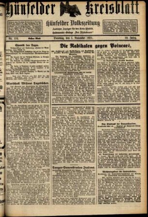Erste Ausgabe vom Dienstag, den 01. November 1927.