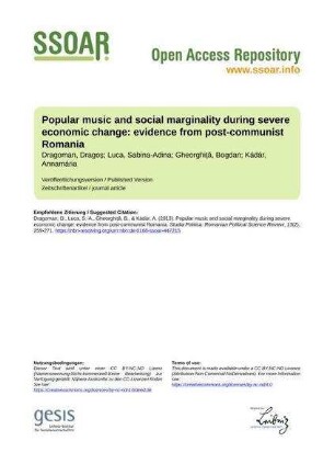 Popular music and social marginality during severe economic change: evidence from post-communist Romania