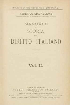 Vol. 2: Manuale di storia del diritto italiano