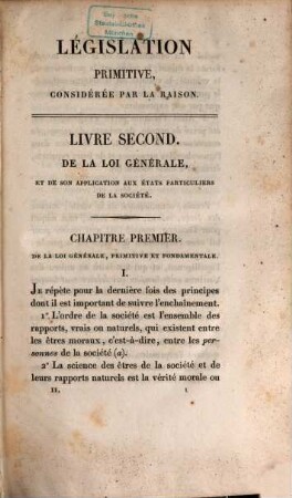 Législation primitive, considérée dans les derniers temps par les seules lumières de la raison : suivie de divers traités et discours politiques, 2