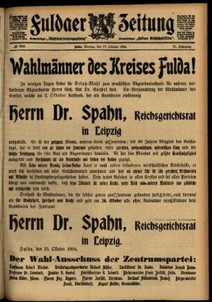 Zweite Ausgabe vom Montag, den 17. Oktober 1904.