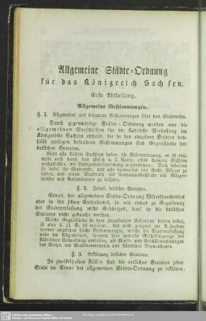 Allgemeine Städte-Ordnung für das Königreich Sachsen