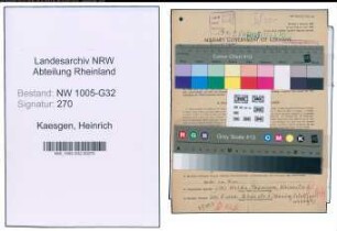 Entnazifizierung Heinrich Kaesgen , geb. 19.07.1901 (Polizeiinspektor)