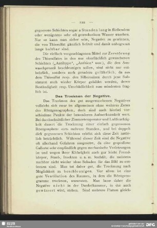 Das Trocknen der Negative